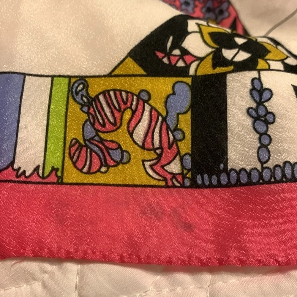 Vintage Paoli silk scarf with floral and abstract print